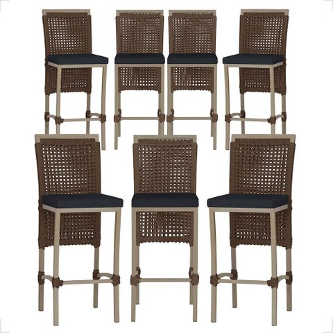 7 Banqueta em Alumínio Roma Fendi Corda Náutica Tecido 12