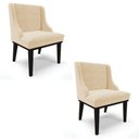 Ver imagem 1 de Kit 2 Cadeiras Estofadas para Sala de Jantar Base Fixa de Madeira Preto Lia Suede Bege - Ibiza