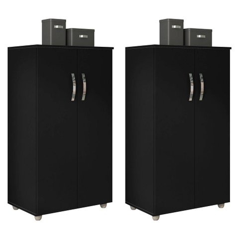 Kit 2 Armários Organizador Multiuso Rosana 2 Portas Preto