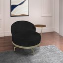 Ver imagem 4 de Poltrona Decorativa Andromeda Linho Bouclê Base Giratória de Ferro - Pallazio Cor Preto