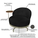 Ver imagem 3 de Poltrona Decorativa Andromeda Linho Bouclê Base Giratória de Ferro - Pallazio Cor Preto