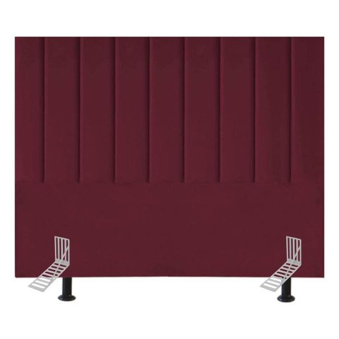 Cabeceira Estofada Cama Box King 195 Cm Esther Suede e Frame Cor:bordô
