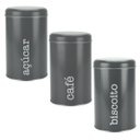 Ver imagem 1 de Kit 3 Latas Metal Porta Mantimentos Biscoito, Café e Açúcar