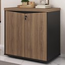 Ver imagem 2 de Balcão para Escritório com Chave Multiuso 2 Portas Unik A02 Nogal Preto - Lyam Decor