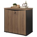 Ver imagem 1 de Balcão para Escritório com Chave Multiuso 2 Portas Unik A02 Nogal Preto - Lyam Decor