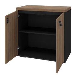 Balcão para Escritório com Chave Multiuso 2 Portas Unik A02 Nogal Preto - Lyam Decor - 5