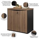 Ver imagem 3 de Balcão para Escritório com Chave Multiuso 2 Portas Unik A02 Nogal Preto - Lyam Decor