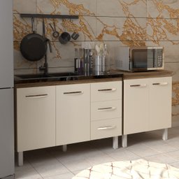 Armário Cozinha Gabinete Pia de 120 cm Bruna e Balcão Jane para Forno Elétrico ou Microondas Savana  - 3