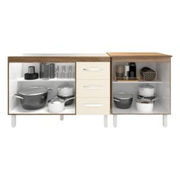 Armário Cozinha Gabinete Pia de 120 cm Bruna e Balcão Jane para Forno Elétrico ou Microondas Savana  - 4