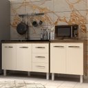 Ver imagem 2 de Armário Cozinha Gabinete Pia de 120 cm Bruna e Balcão Jane para Forno Elétrico ou Microondas Savana
