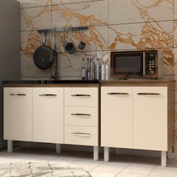 Armário Cozinha Gabinete Pia de 120 cm Bruna e Balcão Jane para Forno Elétrico ou Microondas Savana  - 2