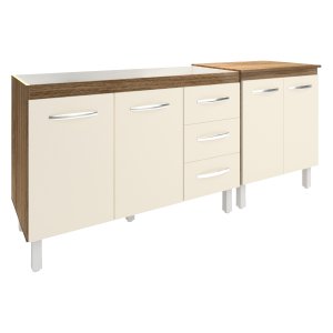 Armário Cozinha Gabinete Pia de 120 cm Bruna e Balcão Jane para Forno Elétrico ou Microondas Savana 