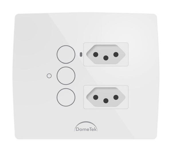 Interruptor Touch 3 Botões + Tomada Dupla 10/20a Diamond Branco 4x4 Dometek - 1