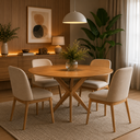 Ver imagem 2 de Mesa de Jantar Redonda 4 Lugares Tampo MDF 25mm e Madeira Maciça Simpatia Candian