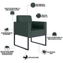 Ver imagem 4 de Poltrona Decorativa para Sala e Recepção Base Fixa de Metal Helô L02 Linho Verde Musgo - Lyam