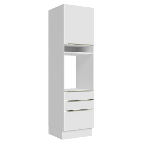 Torre Quente Madesa Lux 60 cm 1 Porta 3 Gavetas Branco/Branco Veludo