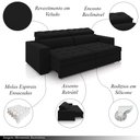 Ver imagem 3 de Sofá Decorativo Hugo 3 Lugares 246cm Reclinável e Retrátil Veludo Preto G45 - Gran Belo