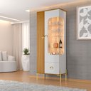 Ver imagem 3 de Cristaleira Stella 2 Portas 1 Gaveta com Vidro Off White/naturalle - Móveis Bechara