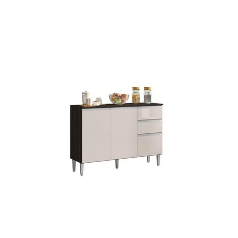 Balcão P/ Cozinha com Tampo 3 Pts Chocolate/off White
