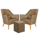Ver imagem 1 de Kit 2 Poltronas Orion Bordada com Puff Izar Suede Capuccino Aradecor
