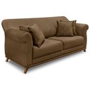 Ver imagem 3 de Kit 2 Poltronas e Sofá Living 2 Lugares 1,60m Vênus Suede Pés Castanho - Pallazio - Caramelo