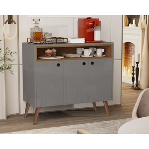 Aparador Buffet com Nicho 3 Portas Pé Palito de Madeira Pandora Cores - Comprar Moveis em Casa: Cinz