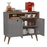 Aparador Buffet com Nicho 3 Portas Pé Palito de Madeira Pandora Cores - Comprar Moveis em Casa: Cinz - 3