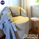 Ver imagem 2 de Poltrona Redonda Estofada Bouclé Premium com 6 Pés Almofada Bege