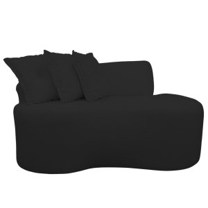 Sofá Curvo 2 Lugares Feijão Orgânico Divã Suede Preto + Brindes
