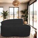 Ver imagem 2 de Sofá Curvo 2 Lugares Feijão Orgânico Divã Suede Preto + Brindes