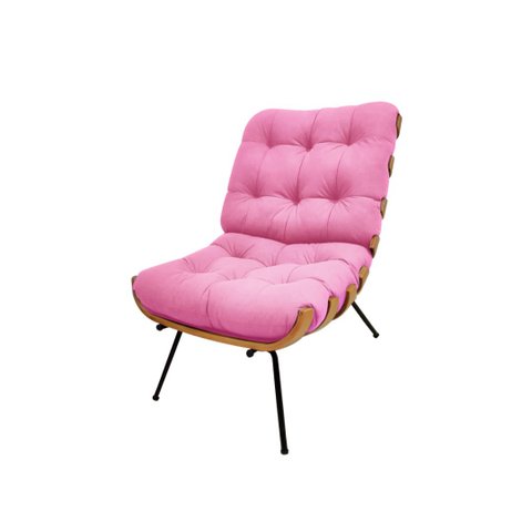 Poltrona Costela Suede Rosa