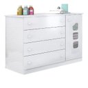 Ver imagem 2 de Cômoda Sapateira 100% MDF Aquarela Branco 4 Gavetas para Quarto