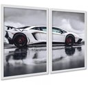 Ver imagem 1 de Kit 2 Quadros Decorativos Carro de Luxo Esportivo 24x18cm - com Vidro:moldura Branca