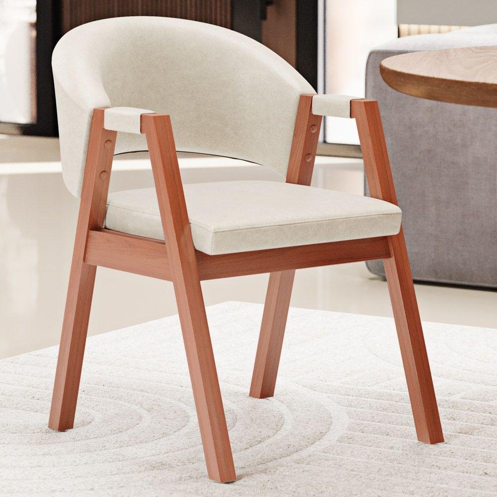 Cadeira de Jantar e Living Anisha Estofada Couríssimo Bege - Desk