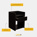Ver imagem 3 de Mesa de Cabeceira com Gaveta - Preto