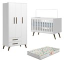 Ver imagem 1 de Berço Americano 3820 e Guarda Roupa 3830 Q Encanto Retrô Branco Acetinado com Colchão Gazin-