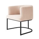 Ver imagem 2 de Poltrona Decorativa Arredondada Emi Base de Ferro Preto Fosco em Veludo Rose Estofama