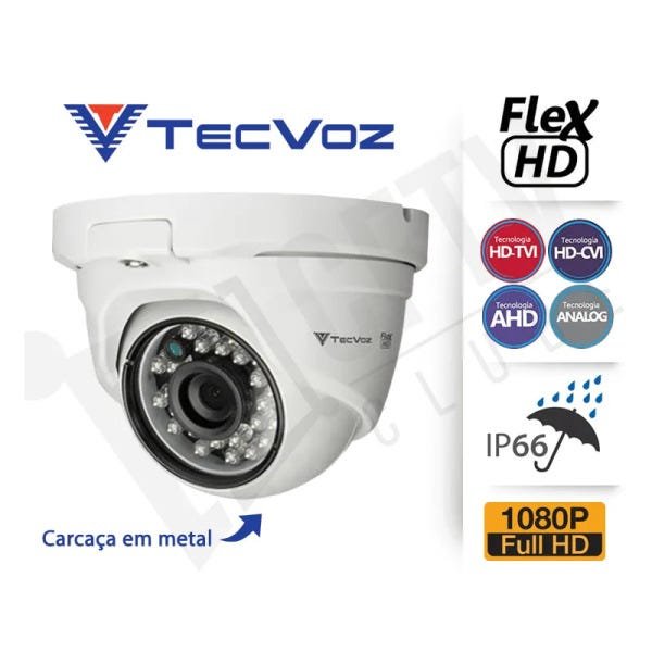 Câmera Tecvoz Dome Flex HD QDM-228 Full HD (2.0MP | 1080p | 2.8mm | Metal)