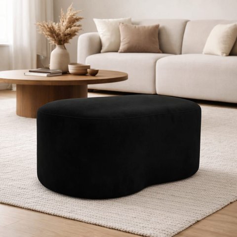 Puff Orgânico Feijão Curvo Redondo Confortável Sala Moderno Suede