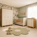 Ver imagem 1 de Quarto de Bebê Completo Berço, Guarda-Roupa e Cômoda MDF Mimo Espresso Móveis Bege/Off White/Amêndoa