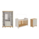 Ver imagem 4 de Quarto de Bebê Guarda-Roupa 4 Portas e Cômoda Berço MDF Mimo Espresso Móveis Bege/Amêndoa/Off White