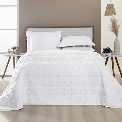 Jogo King Size Istambul Colcha Poppy 03 Pecas Dupla Face 300 Fio Super Luxuosa:BRANCO