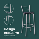 Ver imagem 4 de Kit 5 Banquetas para Balcão Flórida Prata Bistrô Ilhas Cozinha Gourmet Bares