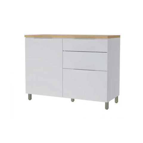 Módulo Cozinha Nesher Marquesa Balcão P-pia 1 Porta e 3 Gaveta C- Tampo 120cm Branca-nature -