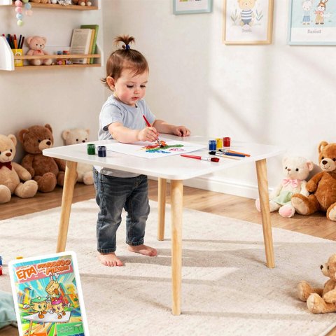 Mesa Infantil de Madeira Kit Livro Educativo - Pinus