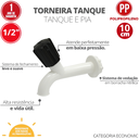 Ver imagem 2 de 12 Unidades Torneira para Tanque Multiuso Tam. 10cm Bitola 1/2'' Cor Branco e Preto Durín