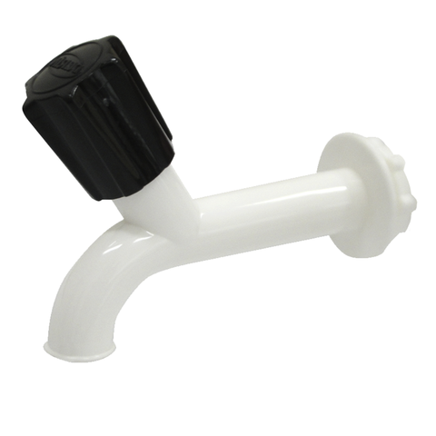 12 Unidades Torneira para Tanque Multiuso Tam. 10cm Bitola 1/2'' Cor Branco e Preto Durín