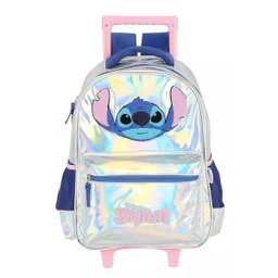 Kit Mochila de Rodinhas + Estojo Stitch Holografica Luxcel - 2