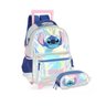 Kit Mochila de Rodinhas + Estojo Stitch Holografica Luxcel - 1