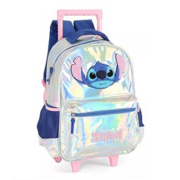 Kit Mochila de Rodinhas + Estojo Stitch Holografica Luxcel - 3